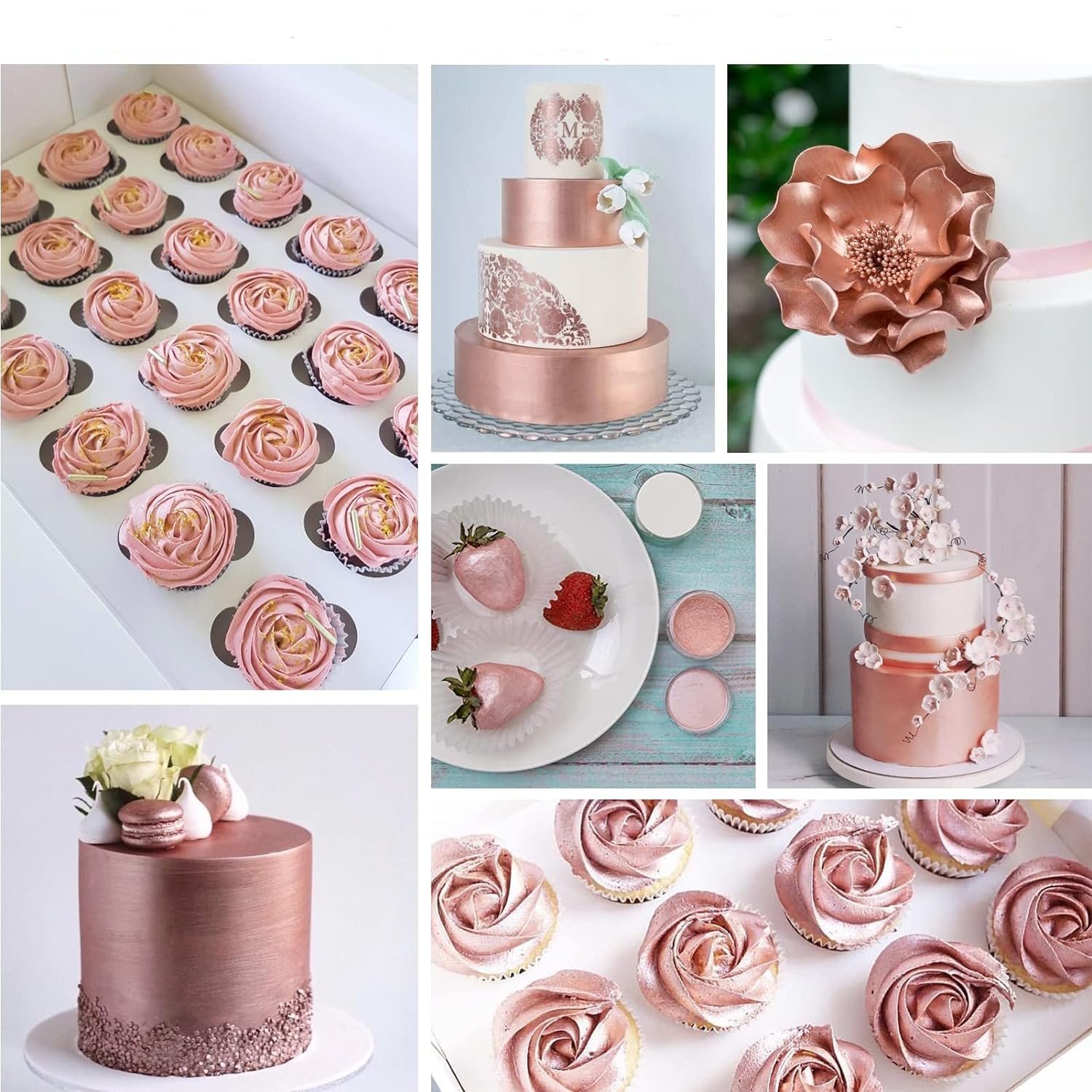 4g rose gold Shimmer Luster Dust for Cake Decorating Cocktail Baking Strawberries Chocolates Cupcakes