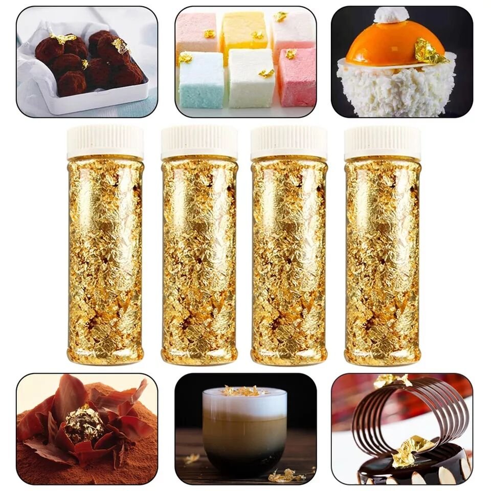 Factory Price Cake Gold Foil paper 24K Gold Leaf Foil Sheets Gilding Metal Foil for Cake Dessert Beauty Decoration gold leaf
