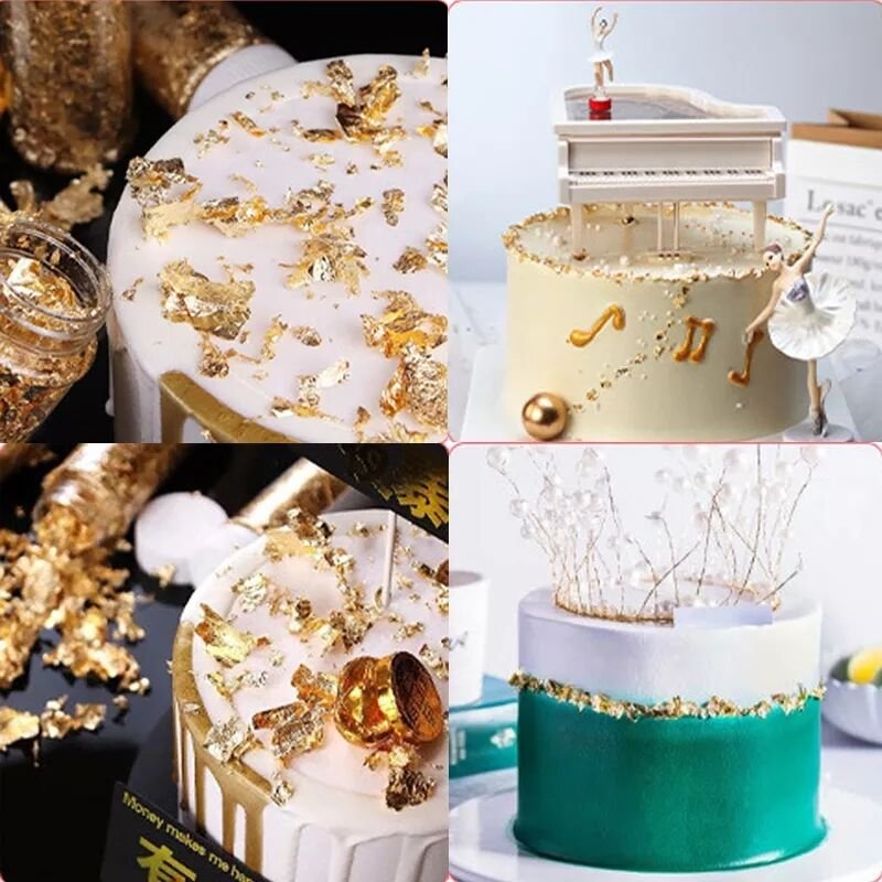 Factory Price Cake Gold Foil paper 24K Gold Leaf Foil Sheets Gilding Metal Foil for Cake Dessert Beauty Decoration gold leaf
