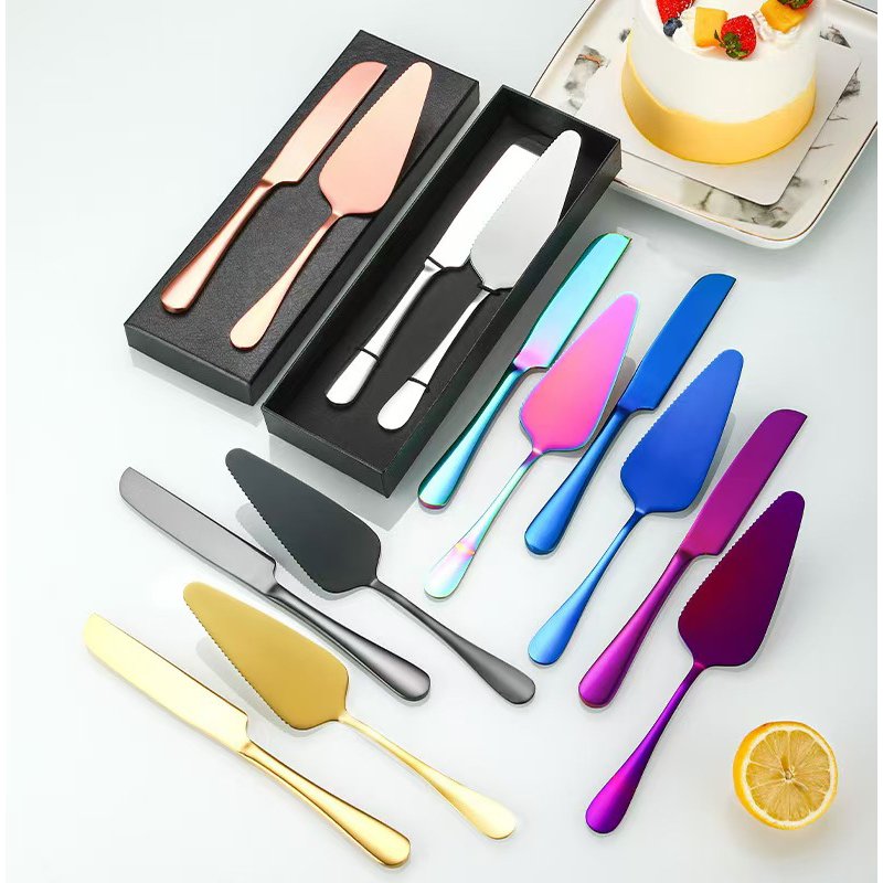 New Wedding Cake Knife Set Stainless Steel Gold Cake Knife And Server Set Cake Serving Knife Custom Logo
