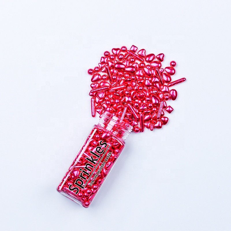 LOVEBAKERY King Metallic Flamingo Pink Sprinkles Customize designs For Chocolate Bakery Ingredients Sprinkles Cake Decorations
