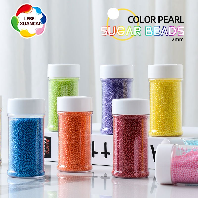 Factory direct wholesale single color edible molded candy pearlized 2mm colorful nonpareils in 85g bottle for cake cupcake macar