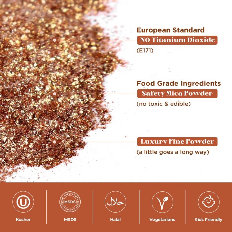 EU Standard Food Grade Sparkle E171 Free Cake Powder 10 Colors Edible Glitter Cake Decoration Edible Glitter for Drinks for Cake
