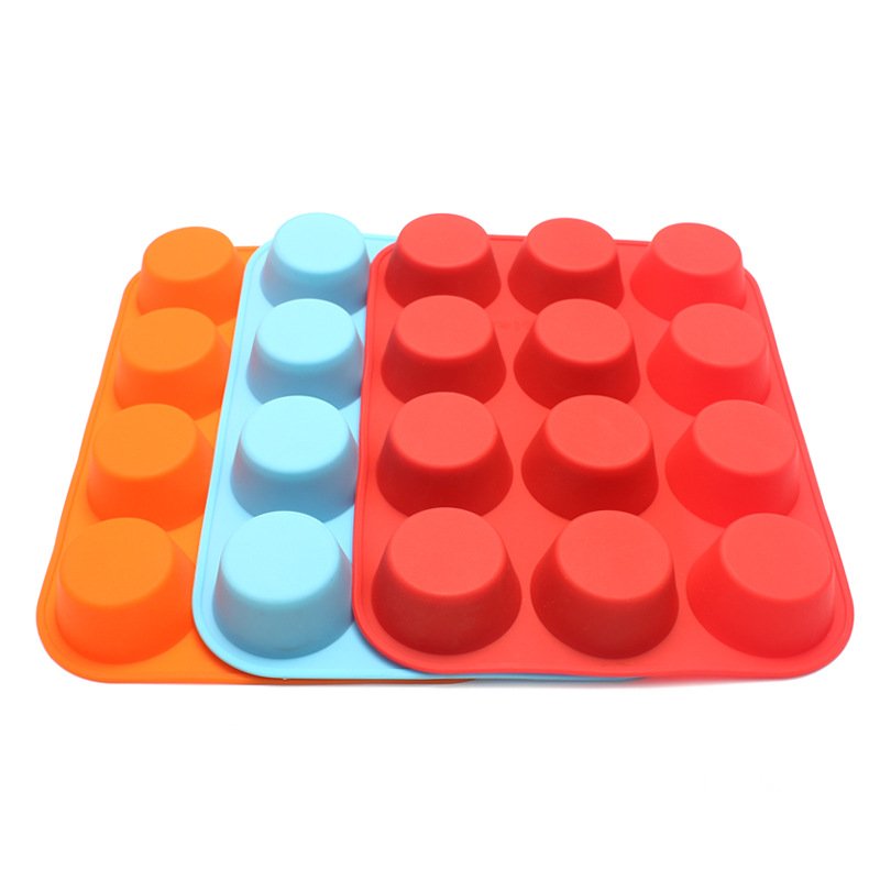 12/24 Cavities Non-stick BPA Free Regular Mini Cupcake Pan Mold Silicone Muffin Pan for Kitchen Bakery