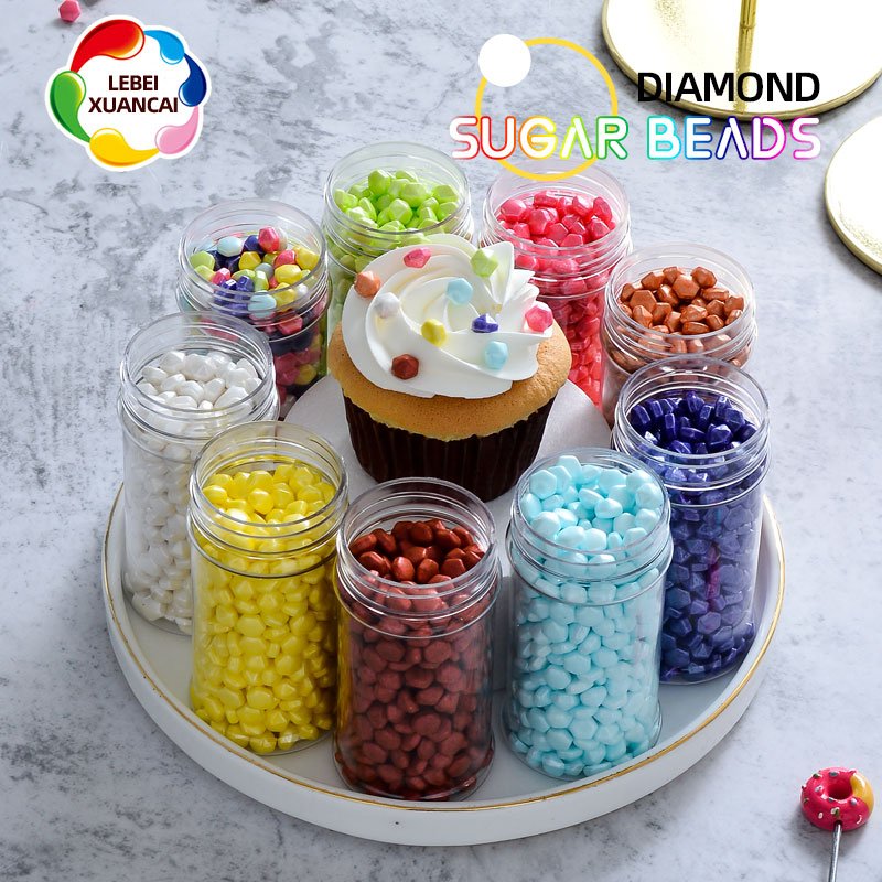 Pressed candy pearlizd shinny colorful diamond edible candy OEM accepted dragee edible cake decorations shaped sprinkles edible