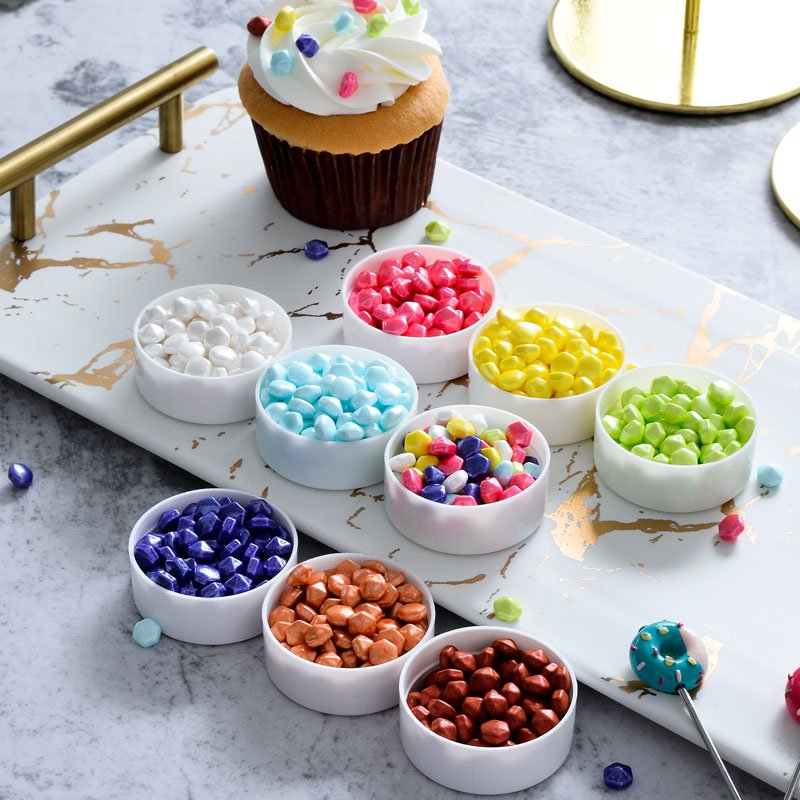 Pressed candy pearlizd shinny colorful diamond edible candy OEM accepted dragee edible cake decorations shaped sprinkles edible