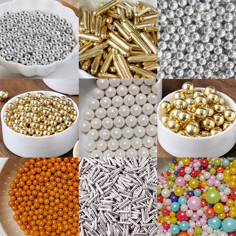 Wholesale Mix Bulk Matte Halal Baking Cupcake Edible Silver White Gold Beads Sugar Pearl Sprinkles Cake Decoration for Bags