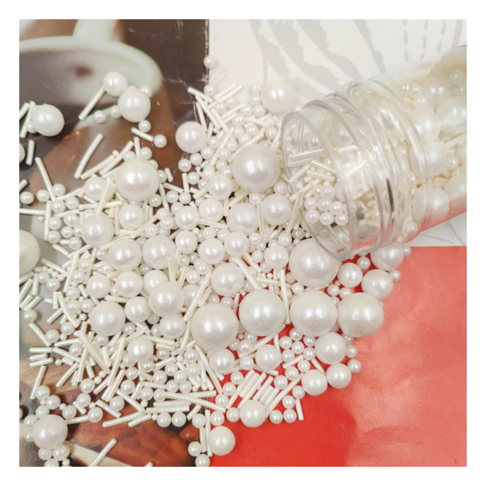 White Edible Sprinkles For Cake Beads Pearl Sugar Ball Baking Candy Wedding