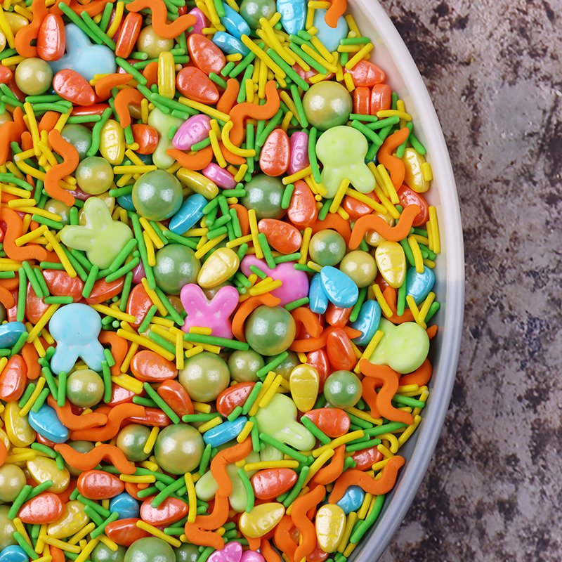 Spring baking ingredients wholesale price molded candy rabbit mix edible decoration sprinkles candy for cake decoration