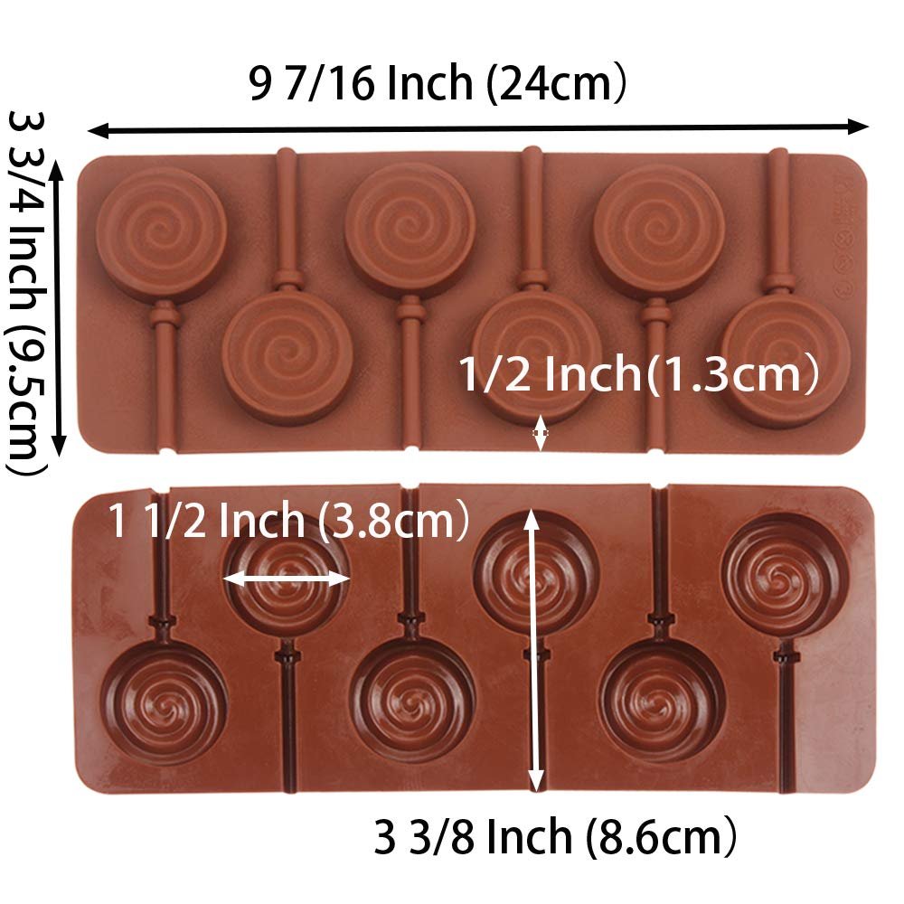 Srock Hot Sale Round Swirl Shape Silicone Lollipop Mold With 24pcs Reusable Sticks for Hard Candy Chocolate Cake Decorating