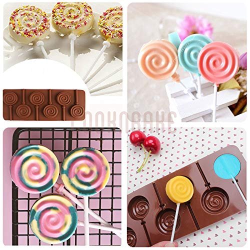 Srock Hot Sale Round Swirl Shape Silicone Lollipop Mold With 24pcs Reusable Sticks for Hard Candy Chocolate Cake Decorating