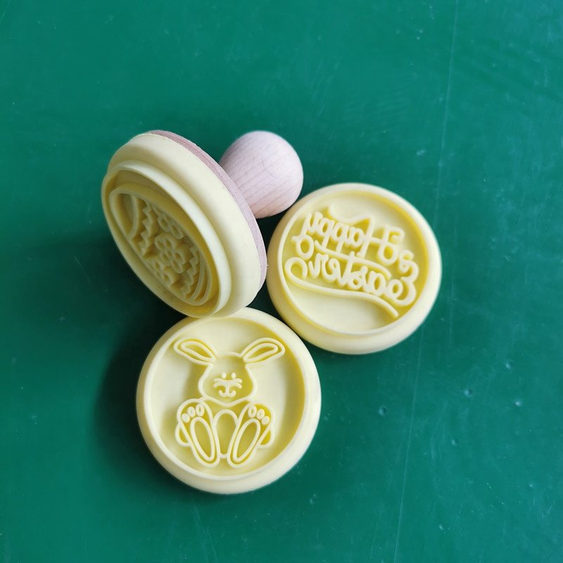 Silicone cookie stamp 3pcs Wood Handle Silicone Cookie Stamps for Christmas Easter Halloween Thanksgiving-for Biscuit Decorating