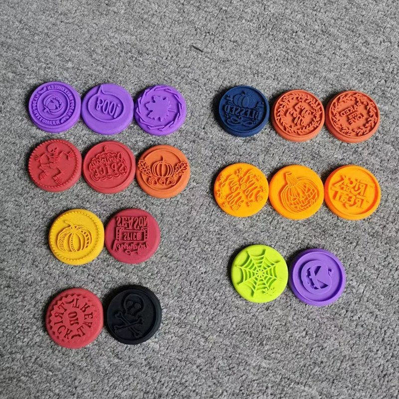 Silicone cookie stamp 3pcs Wood Handle Silicone Cookie Stamps for Christmas Easter Halloween Thanksgiving-for Biscuit Decorating
