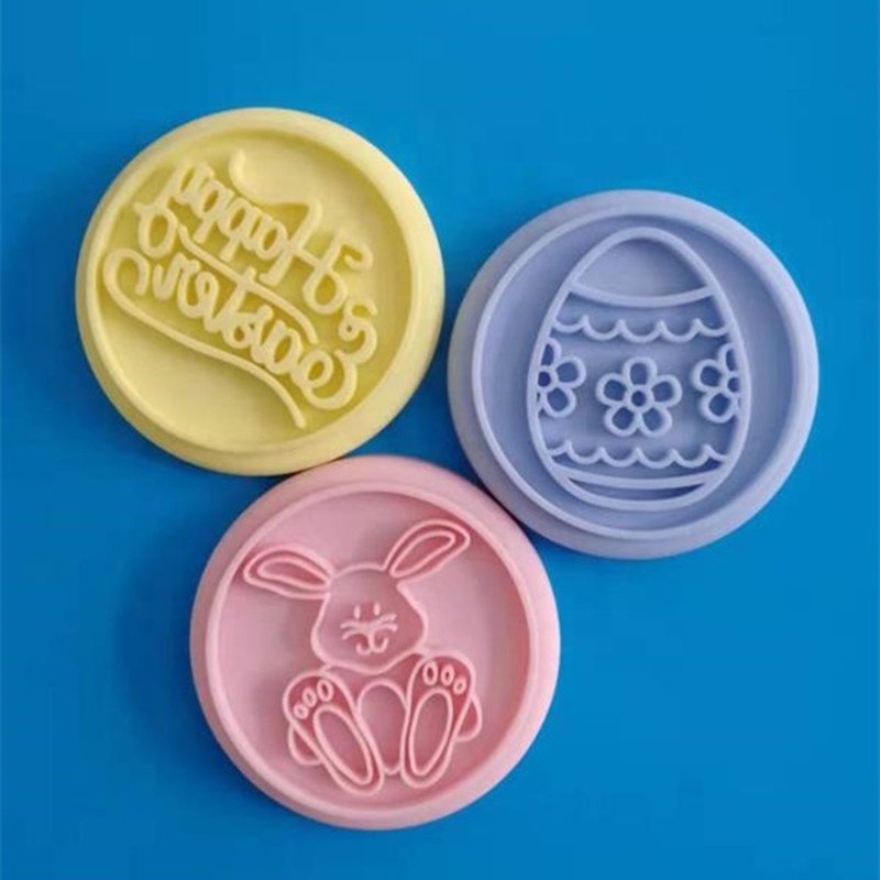 Silicone cookie stamp 3pcs Wood Handle Silicone Cookie Stamps for Christmas Easter Halloween Thanksgiving-for Biscuit Decorating