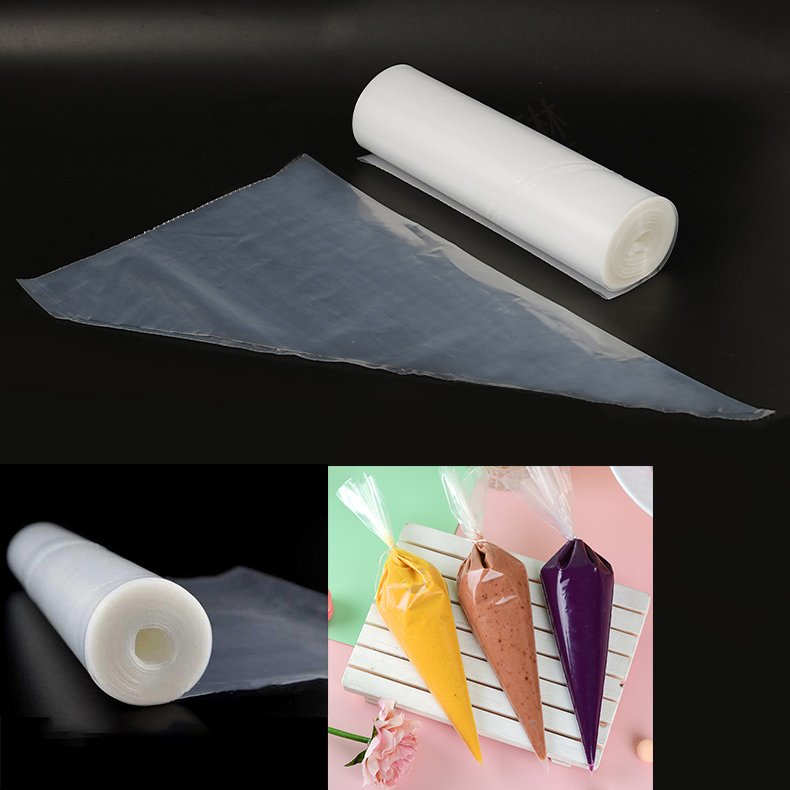 Custom printed bakery large big tipless piping bags disposable 30 mic food grade ldpe plastic piping bags on rolls for packing
