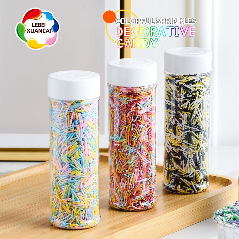 Factory direct mix color edible sugar pearl sprinkles colorful rainbow jimmies in 106g bottle for cake cupcake donut decoration