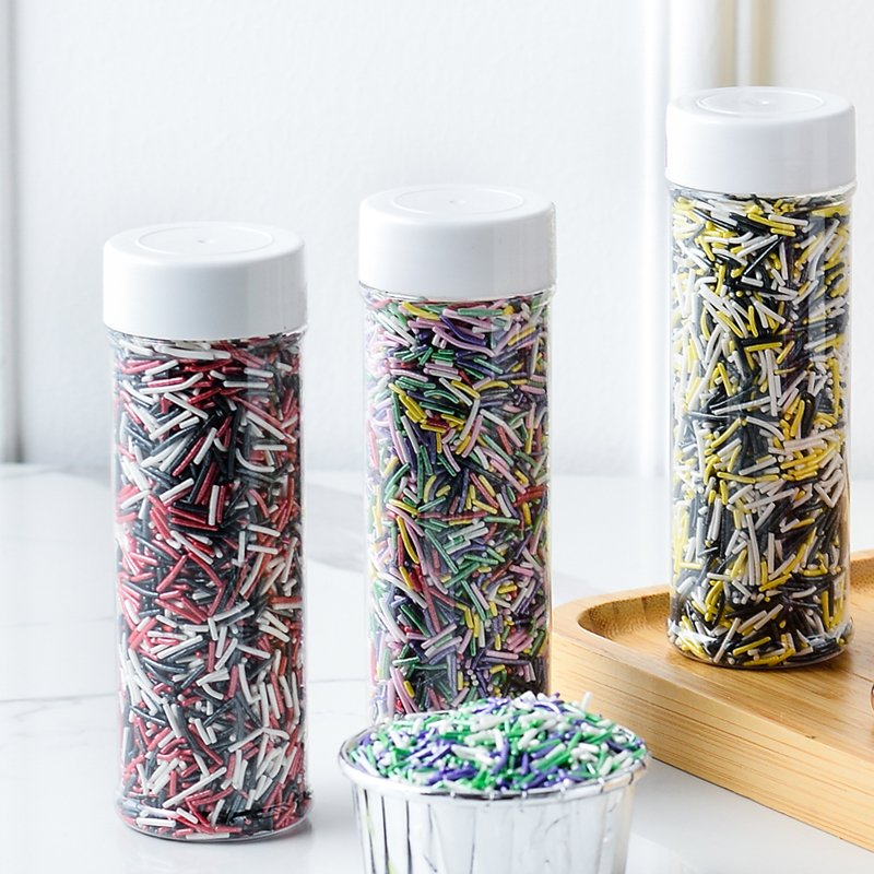 Factory direct mix color edible sugar pearl sprinkles colorful rainbow jimmies in 106g bottle for cake cupcake donut decoration