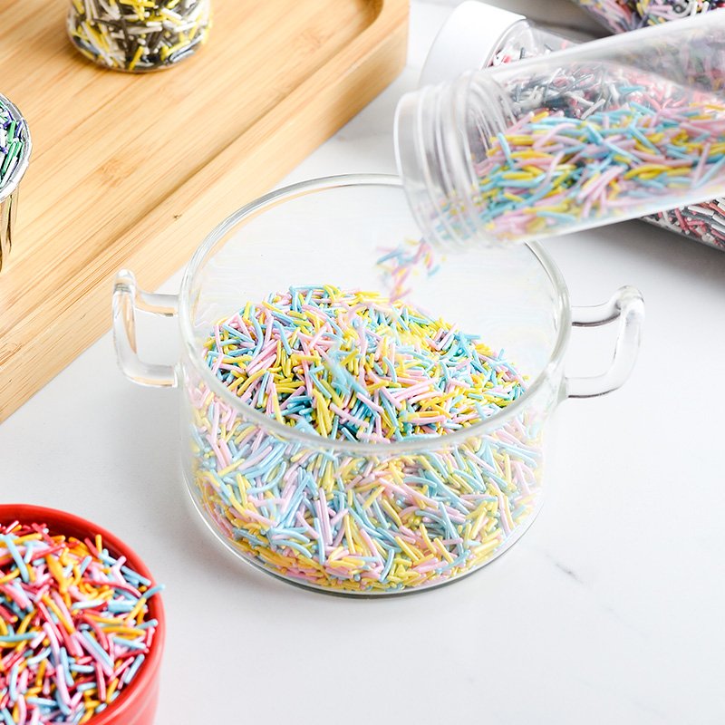 Factory direct mix color edible sugar pearl sprinkles colorful rainbow jimmies in 106g bottle for cake cupcake donut decoration