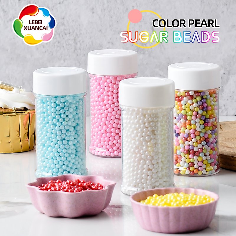 factory direct mix color edible molded candy pearlized 4mm colorful nonpareils in 85g bottle for cupcake macaron decoration