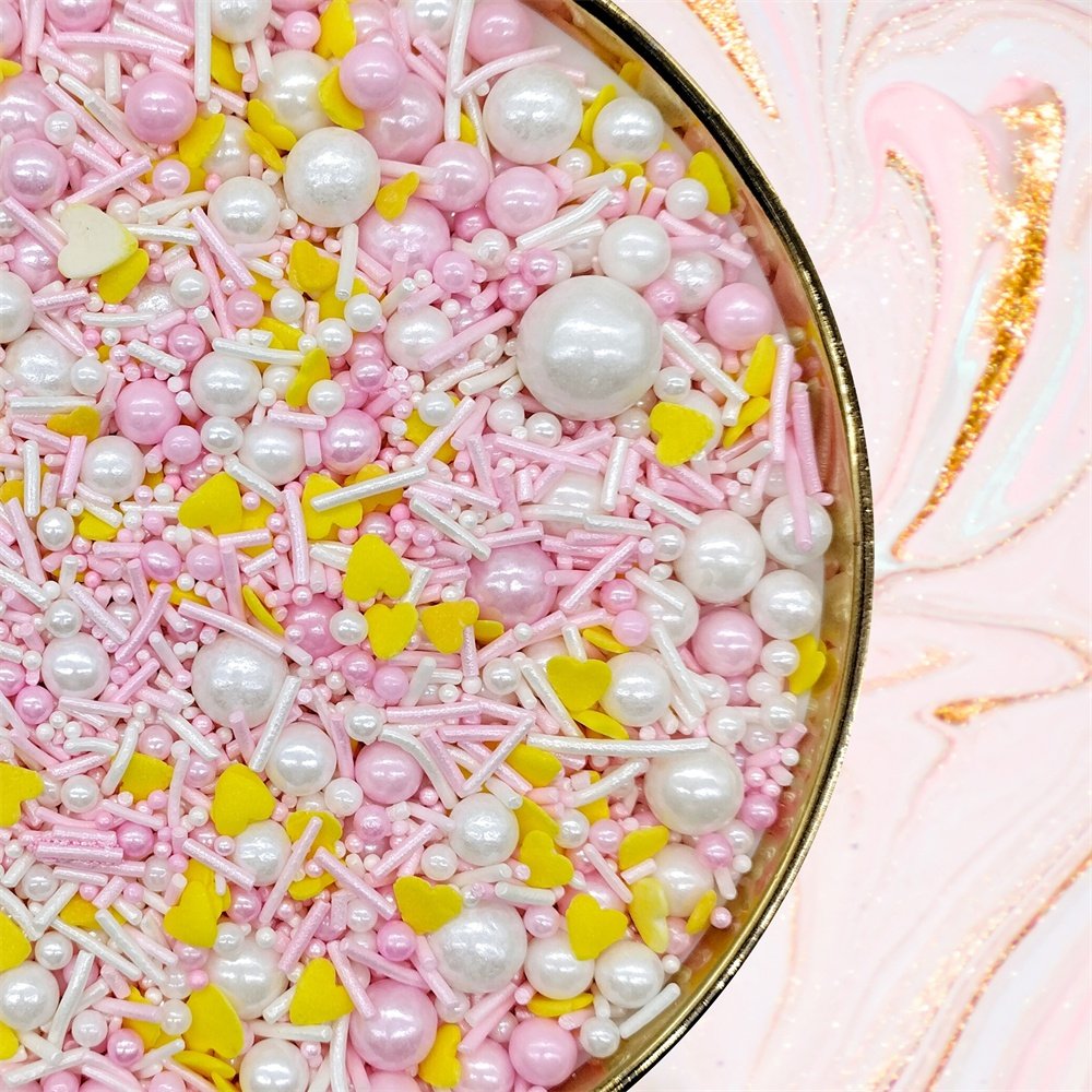 Mix Sizes Shape Miti-Color Valentines Edible Pink Sprinkles Sugar Pearls Beads for Cake Decorating With Bag Bottle