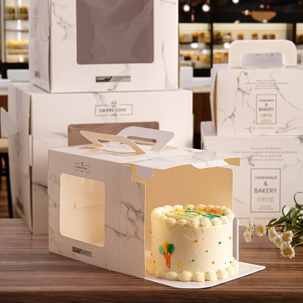 AT PACK LOW MOQ Custom Bakery Packaging Custom Bakery Box With Window 4 8 10 inches Cake Packaging Box Bakery White Cardboard