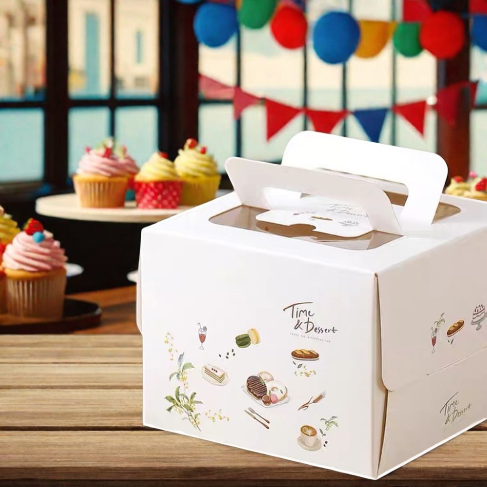 AT PACK LOW MOQ Custom Bakery Packaging Custom Bakery Box With Window 4 8 10 inches Cake Packaging Box Bakery White Cardboard