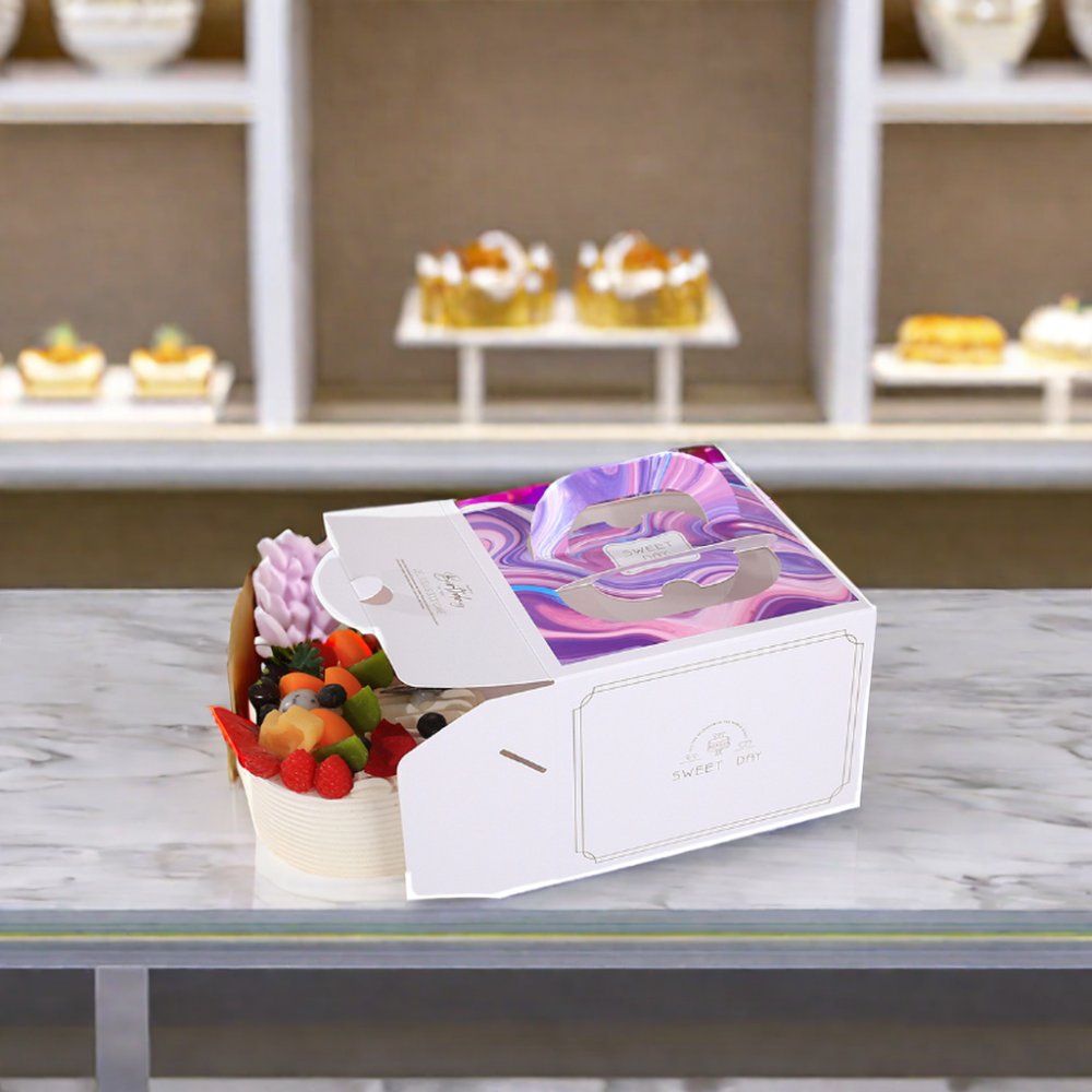 AT PACK LOW MOQ Custom Bakery Packaging Custom Bakery Box With Window 4 8 10 inches Cake Packaging Box Bakery White Cardboard