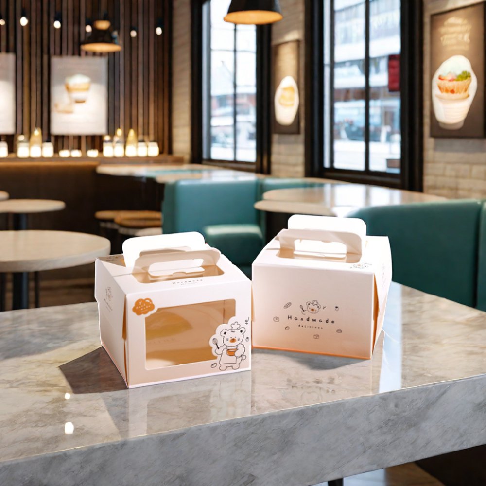 AT PACK LOW MOQ Custom Bakery Packaging Custom Bakery Box With Window 4 8 10 inches Cake Packaging Box Bakery White Cardboard