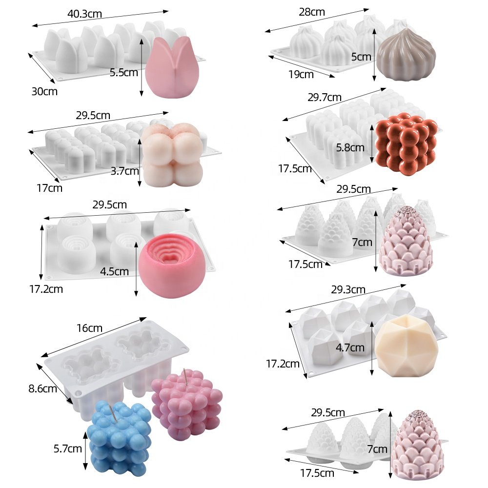 SILIKOLOVE Classic Fashion Food-Grade Silicon Mousse Cake Silicone Molds For DIY Scented Candle Holiday Home Decor