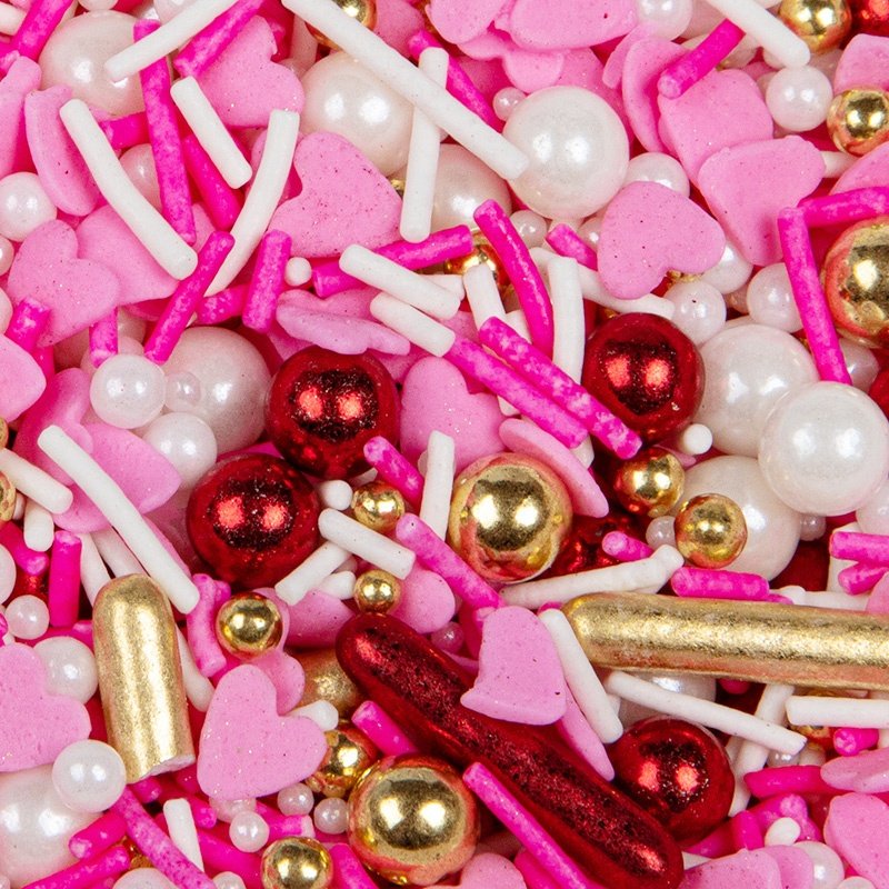 Pink Valentine Sprinkles For Cake Decoration Edible Baking Candy, Heart Shape Dragee for Wedding Holiday