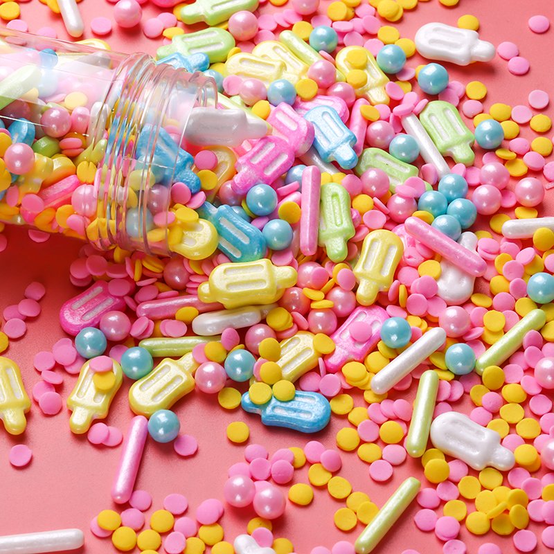 Wholesale cheap price Ice-lolly multicolor confetti candy mix bakery ingredients eat sprinkles candy for cake decoration