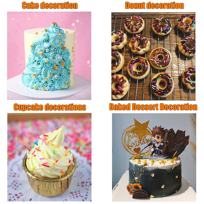 cake sprinkles edible decoration gold sprinkles sugar pearl metallic sugar rod