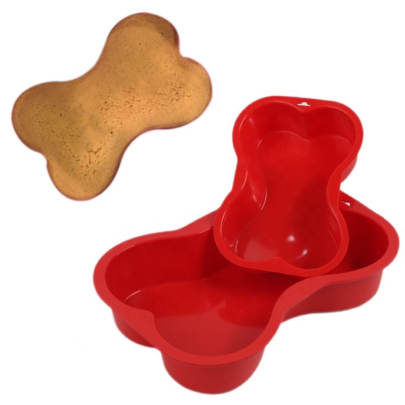 Nonstick Dog Birthday Cake Mold Silicone Bone Shape Cake Pan with Decorating Pen