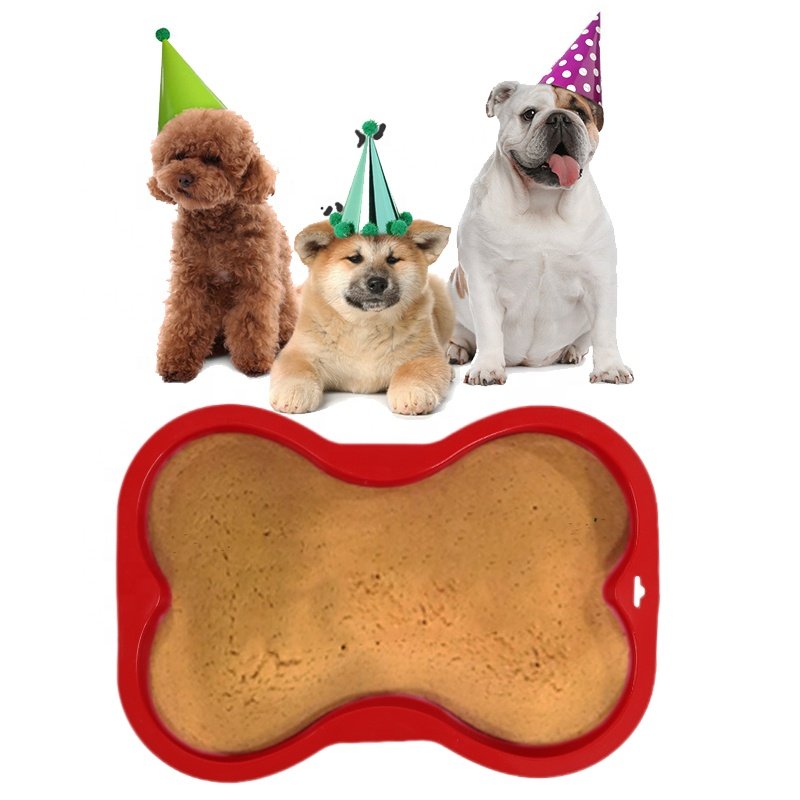 Nonstick Dog Birthday Cake Mold Silicone Bone Shape Cake Pan with Decorating Pen
