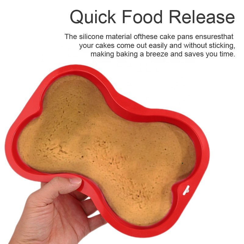 Nonstick Dog Birthday Cake Mold Silicone Bone Shape Cake Pan with Decorating Pen