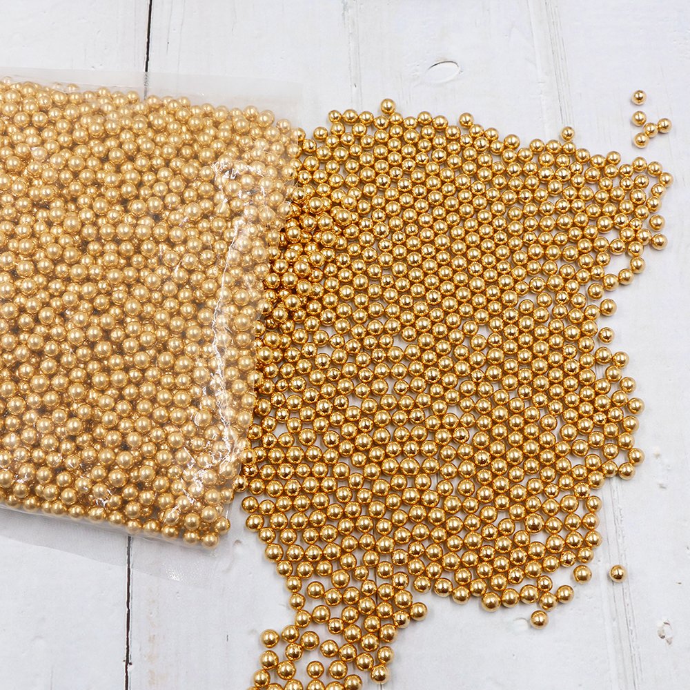 Wholesale 4mm Super Gold Metallic Cake Decorations Edible Pearl Pattern Sugar Beads and Shiny Gold Sprinkles for Cake Topping