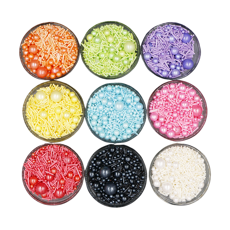 White Mixed Size Edible Sprinkles Sugar Beads and jimmies For Bakery Decoration Ingredients