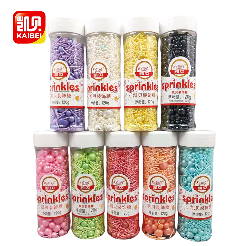 White Mixed Size Edible Sprinkles Sugar Beads and jimmies For Bakery Decoration Ingredients
