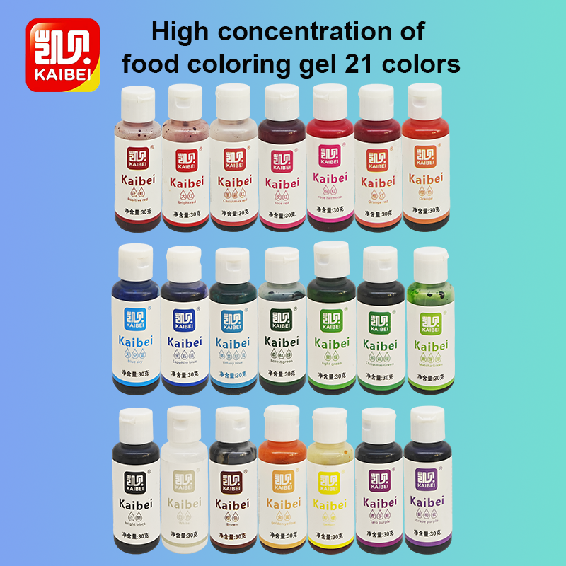 Edible coloring gel 21 colors hot sale food coloring gel halal food dye factory supply cake coloring for cream