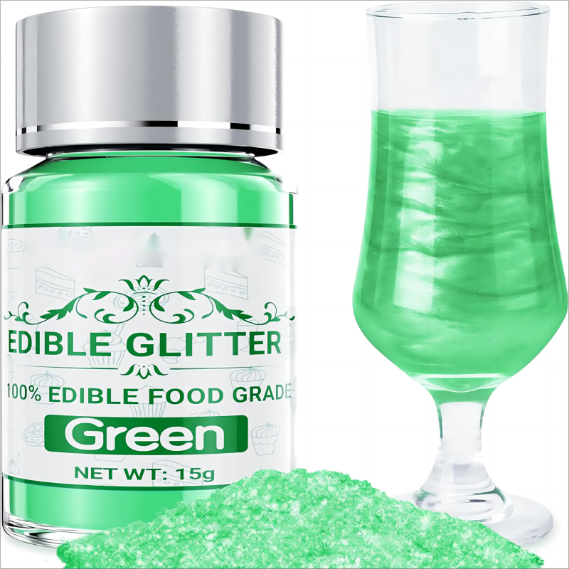 GREEN Sparkles Edible Drinkable Glitter Cake Shimmer for Cocktail Desserts Chocolates Cupcakes