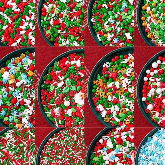 85g Edible Christmas Baking Decorations Chocolate Cake Sprinkles Snowman Icing Decorations Mixes Gold Sprinkles for Cake Bakery