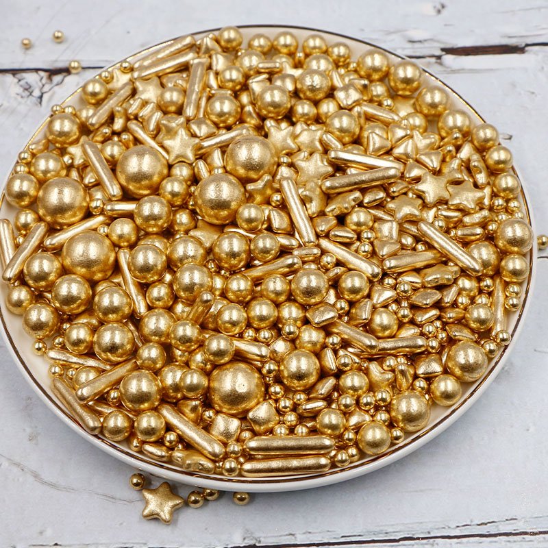 Gold Metallic Gold Chocolate Sugar Cake Decoration High Quality High Mix Candy Production Crafts Sprinkles Extruder