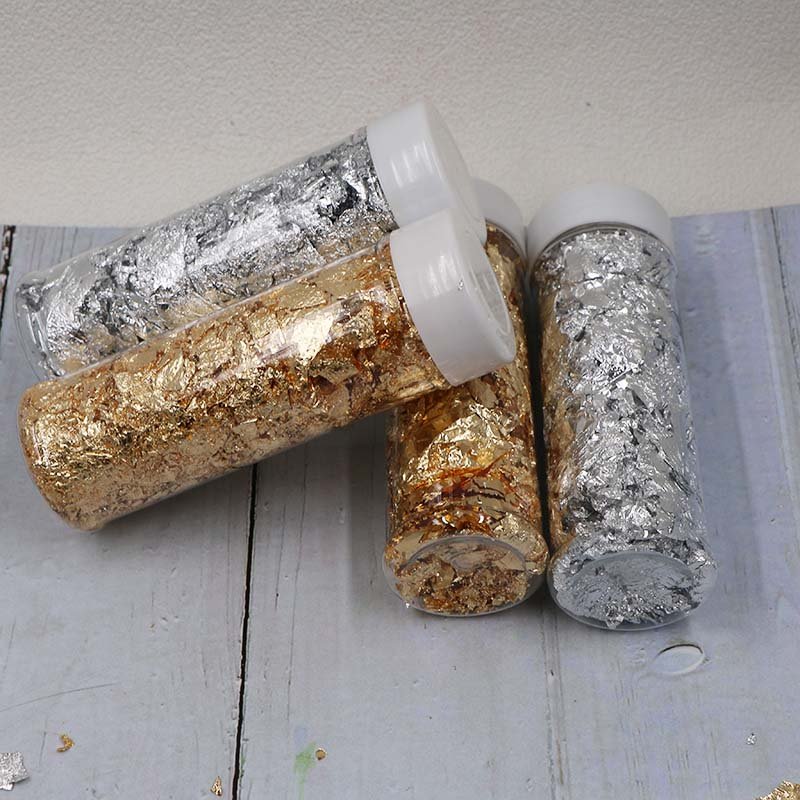 gold leaf gold foil 10 pieces per bottle sliver leaf foil only decorated sprinkles for cake decoration