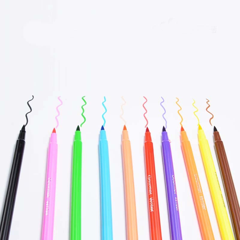 Double Sides Edible Ink Markers Pigment Pen Brush Food Coloring Pen For Drawing Biscuits Fondant Cakes DIY Fondant pen Draw Tool