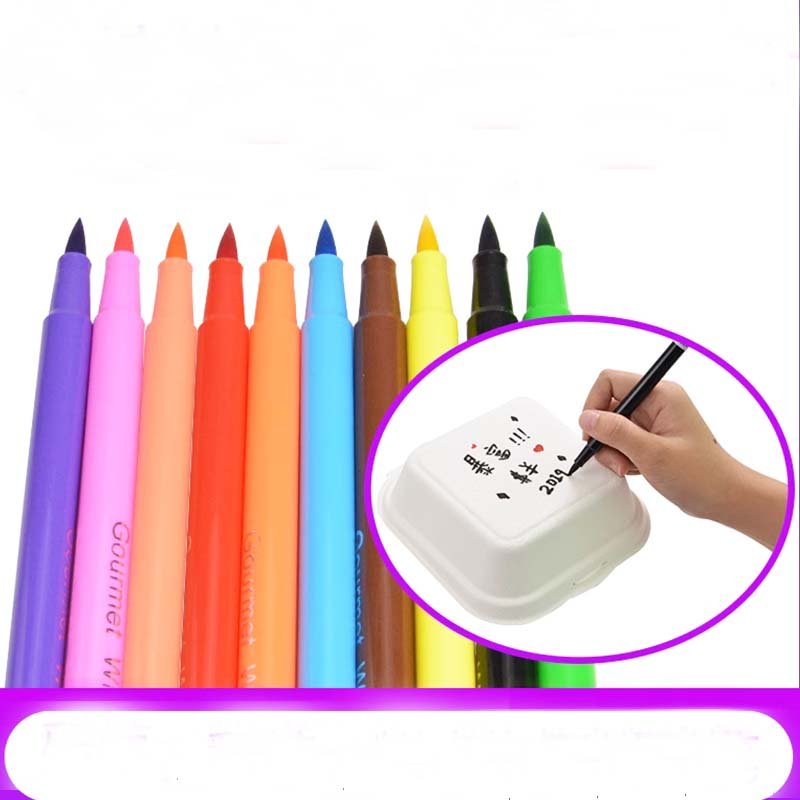 Double Sides Edible Ink Markers Pigment Pen Brush Food Coloring Pen For Drawing Biscuits Fondant Cakes DIY Fondant pen Draw Tool