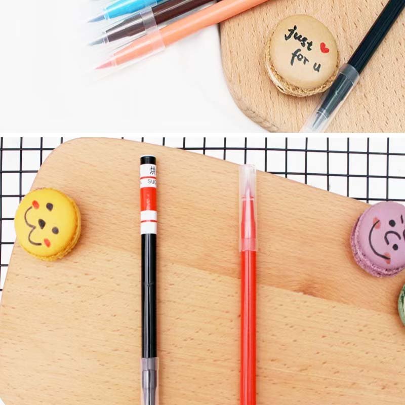 Double Sides Edible Ink Markers Pigment Pen Brush Food Coloring Pen For Drawing Biscuits Fondant Cakes DIY Fondant pen Draw Tool