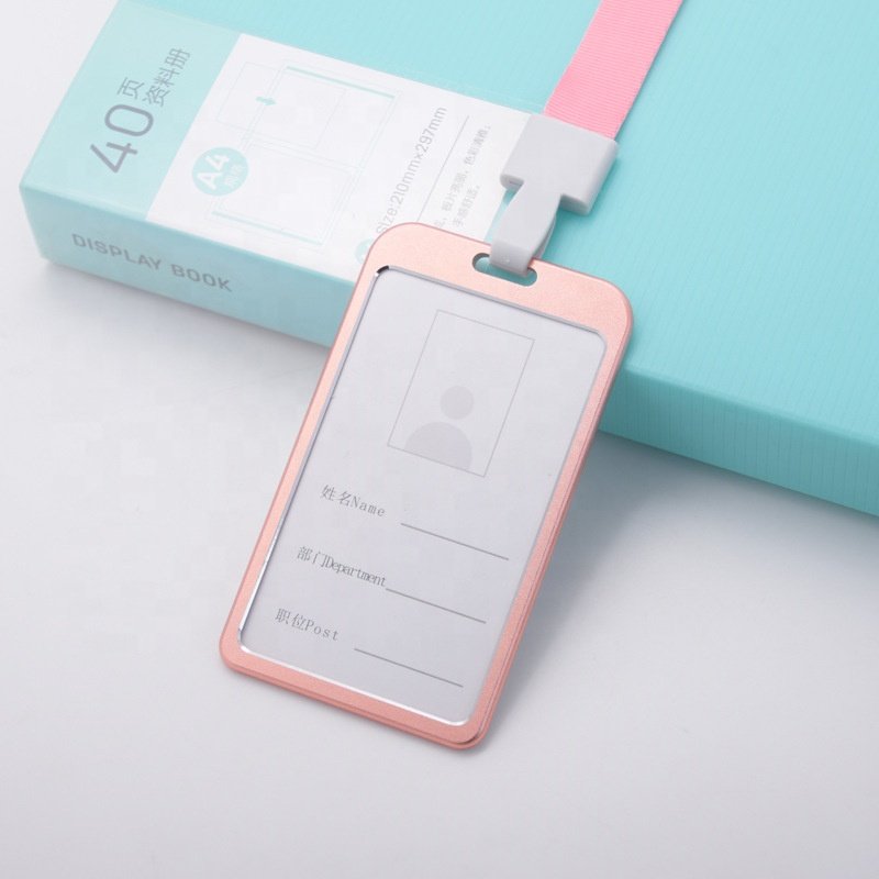 Wholesale Aluminium Alloy Medical Name Id Card Badge Holder with Ribbon Lanyard