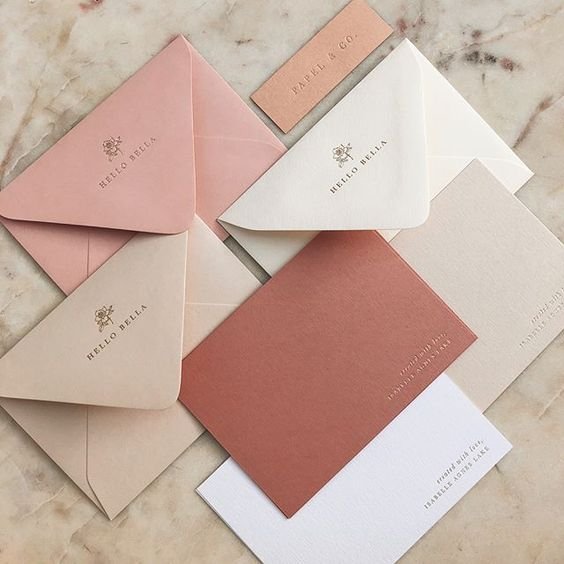 Custom Rose Gold Embossed Printed Paper Thank You Card Business Card Greeting Card