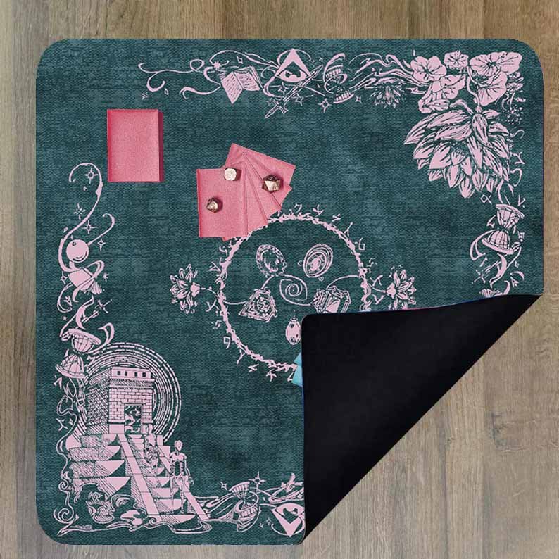 Factory Direct High-End Brown Velvet Table Mat with Printed Floral Tarot Cards Foldable and Seamless for Home or Wedding Use