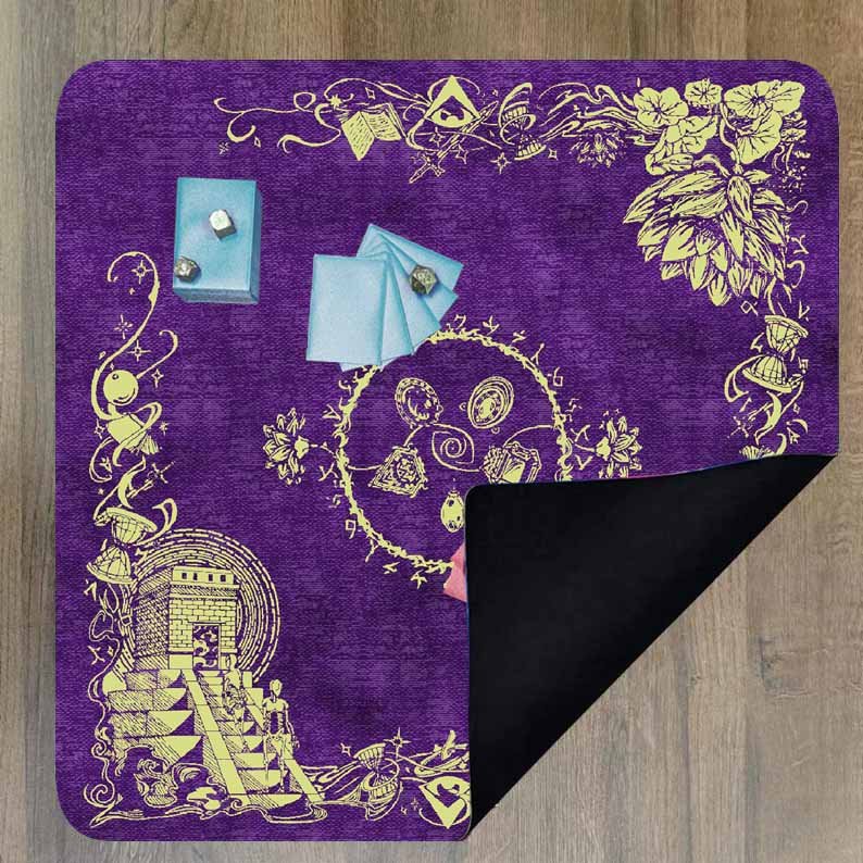 Factory Direct High-End Brown Velvet Table Mat with Printed Floral Tarot Cards Foldable and Seamless for Home or Wedding Use
